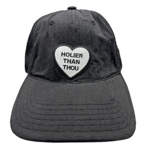 Adidas Black Baseball Hat Adjustable Cap “Holier Than Thou” Heart Patch